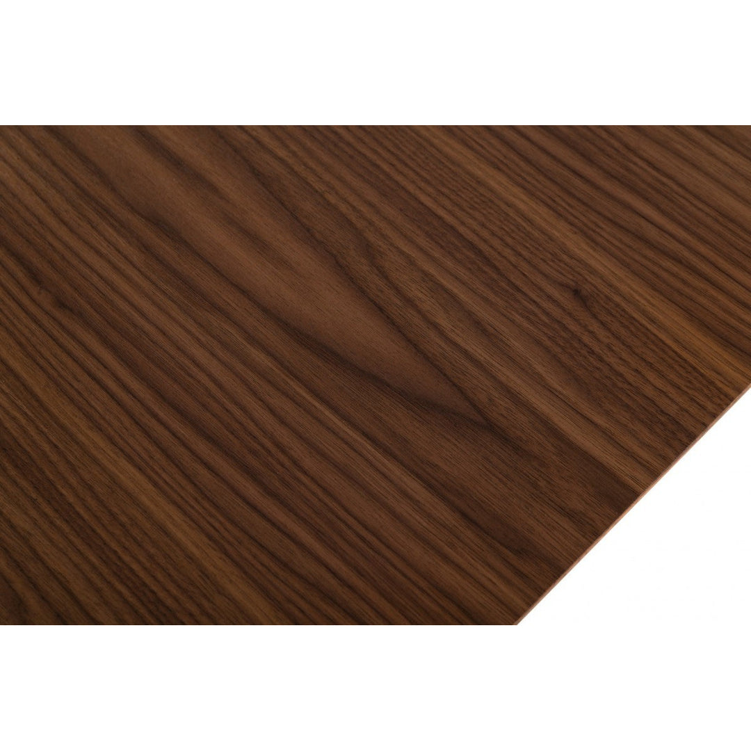 118" Walnut And Brass Rectangular Manufactured Wood And Stainless Steel Dining Image 5