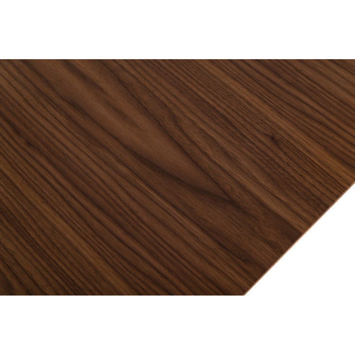 118" Walnut And Brass Rectangular Manufactured Wood And Stainless Steel Dining Image 5