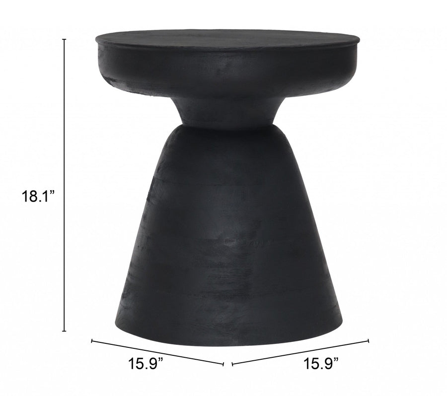 18" Black Solid Wood Round End Table Image 1