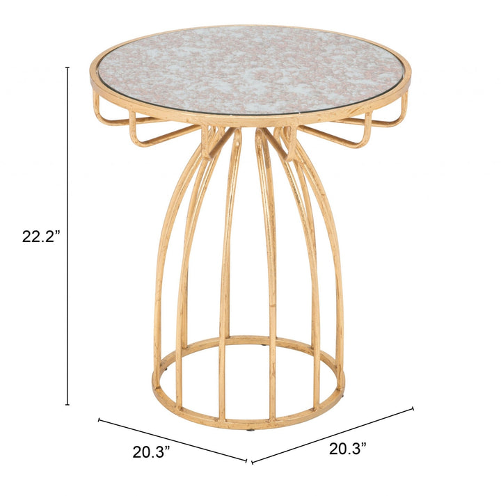 22" Gold And Brown Steel Round End Table Image 1