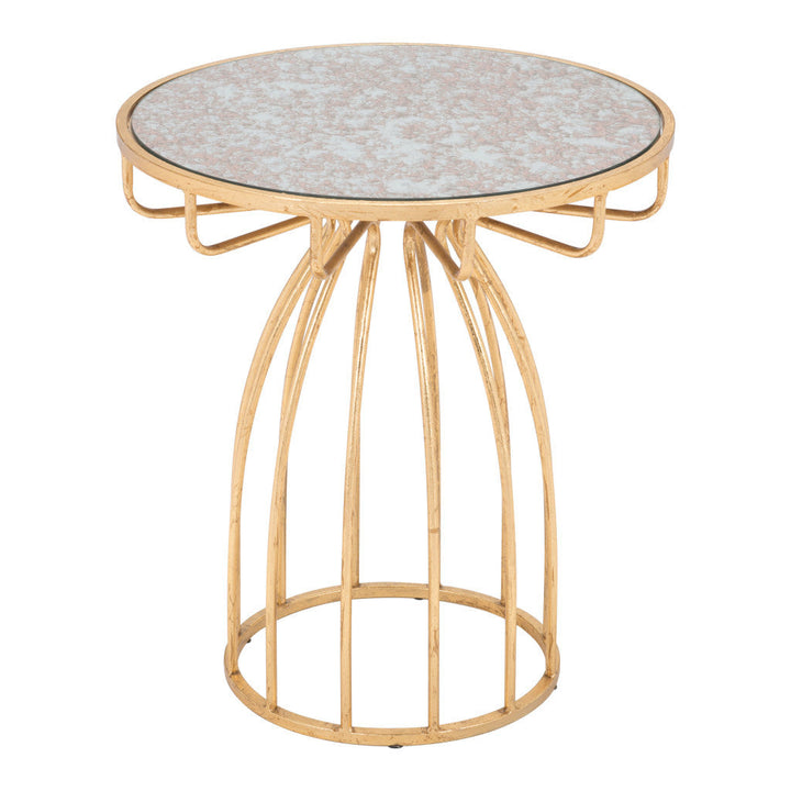 22" Gold And Brown Steel Round End Table Image 5