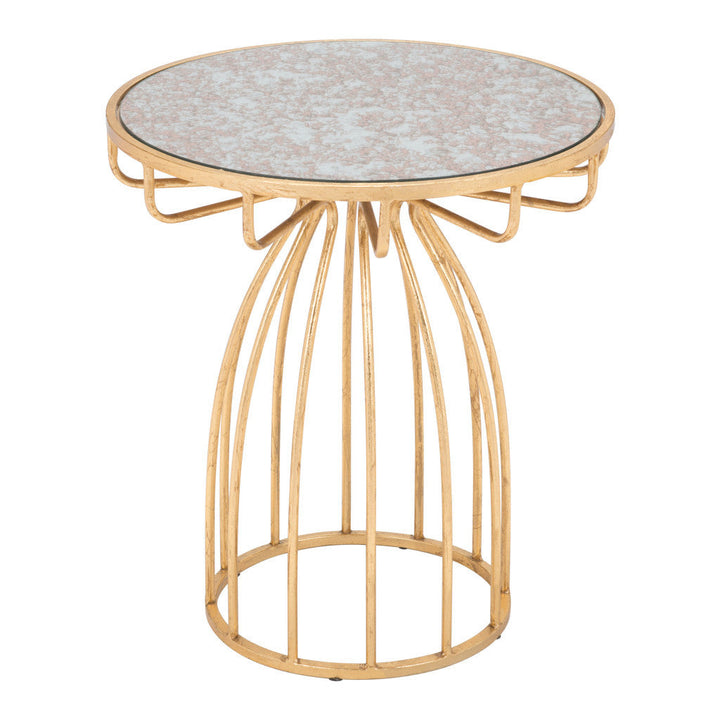 22" Gold And Brown Steel Round End Table Image 6