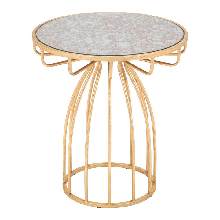 22" Gold And Brown Steel Round End Table Image 10