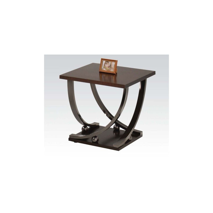 23" Black and Brown End Table Image 1