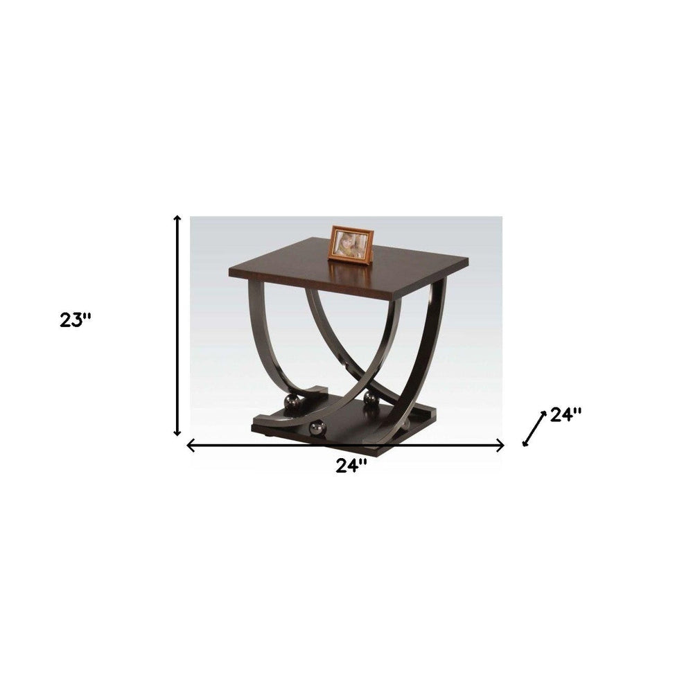 23" Black and Brown End Table Image 2