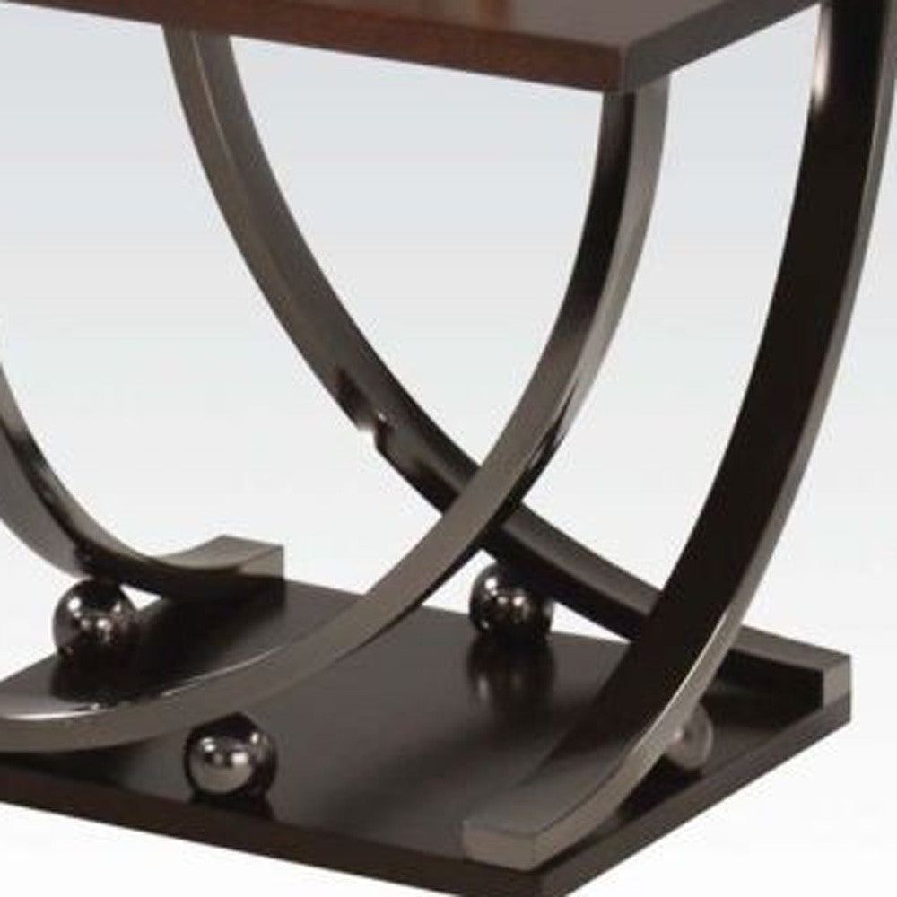 23" Black and Brown End Table Image 3