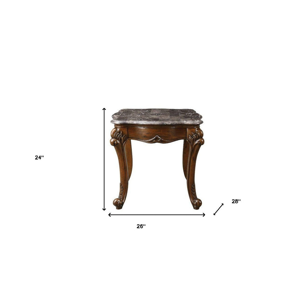 24" Cherry And Brown Marble Polyresin Rectangular End Table Image 2