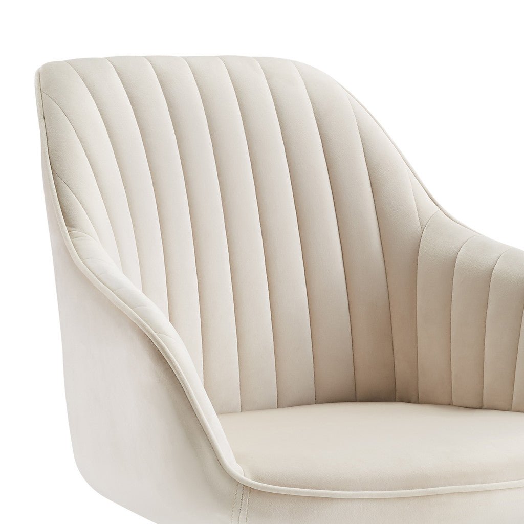 23" Off White Velvet And Gold Swivel Arm Chair Image 5