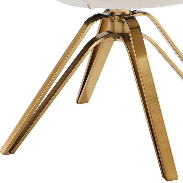 23" Off White Velvet And Gold Swivel Arm Chair Image 10