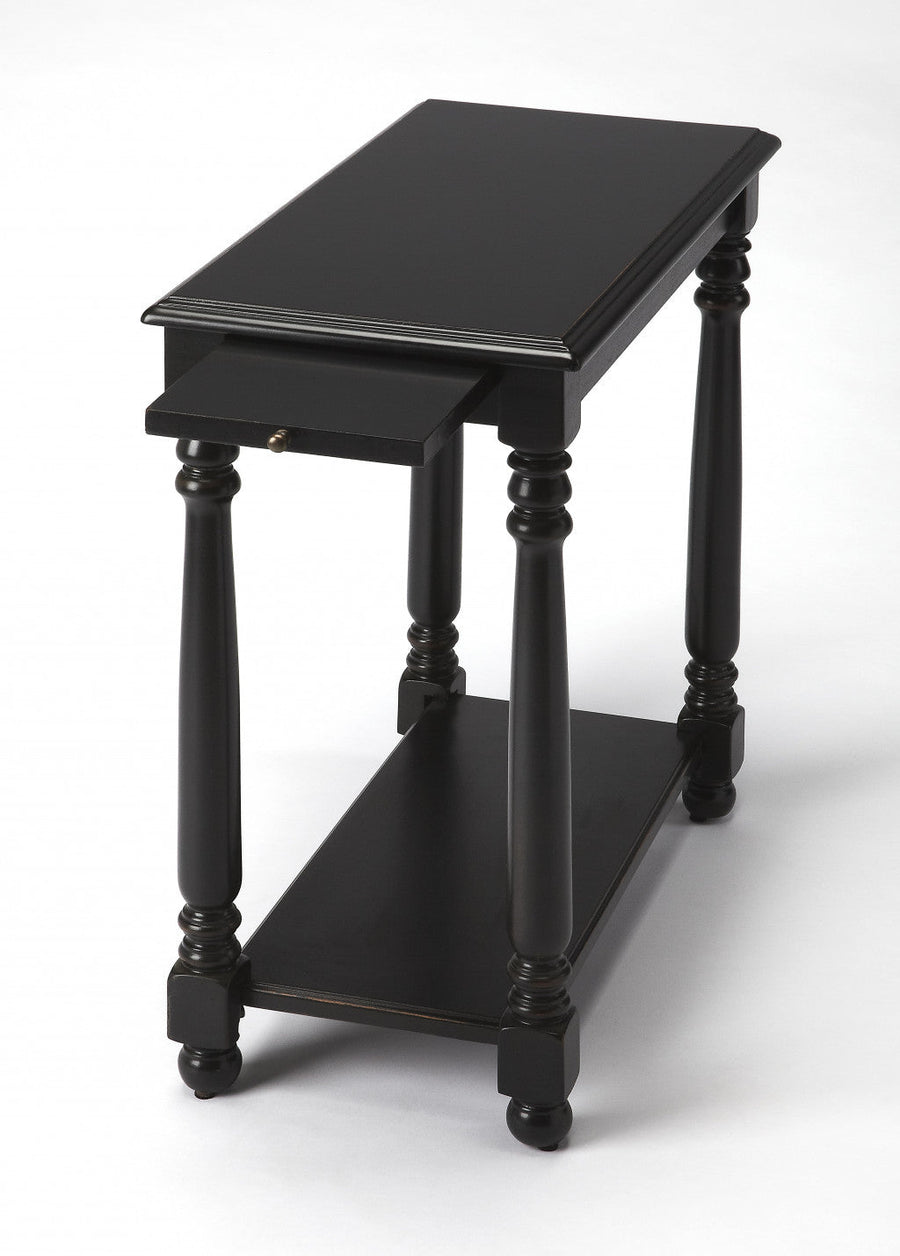 24" Black Manufactured Wood Rectangular End Table With Shelf Image 1