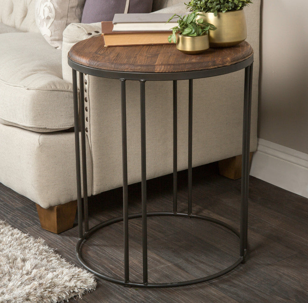 24" Black Solid Wood Round End Table Image 2