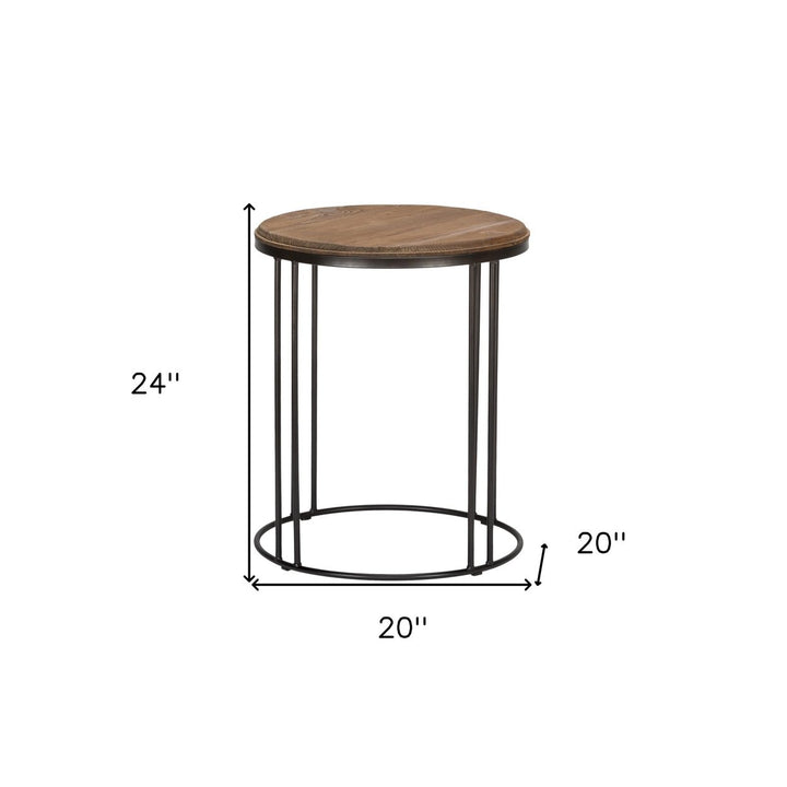 24" Black Solid Wood Round End Table Image 5