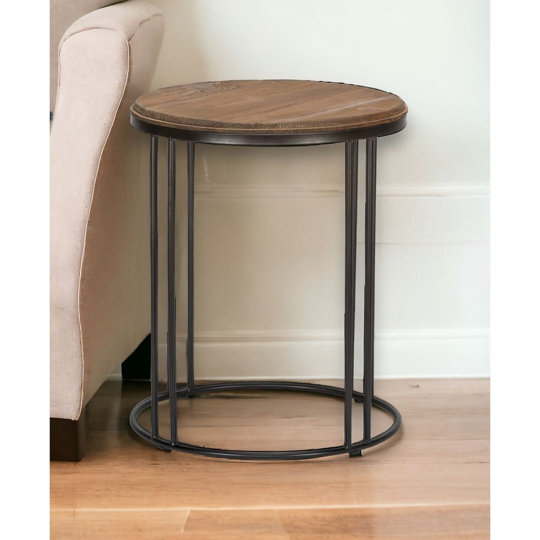 24" Black Solid Wood Round End Table Image 6