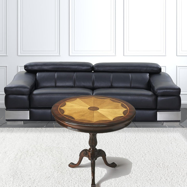 30" Brown Round Coffee Table Image 5