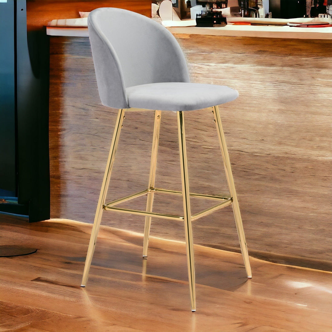 30" Gray And Gold Steel Low Back Bar Height Bar Chair Image 2