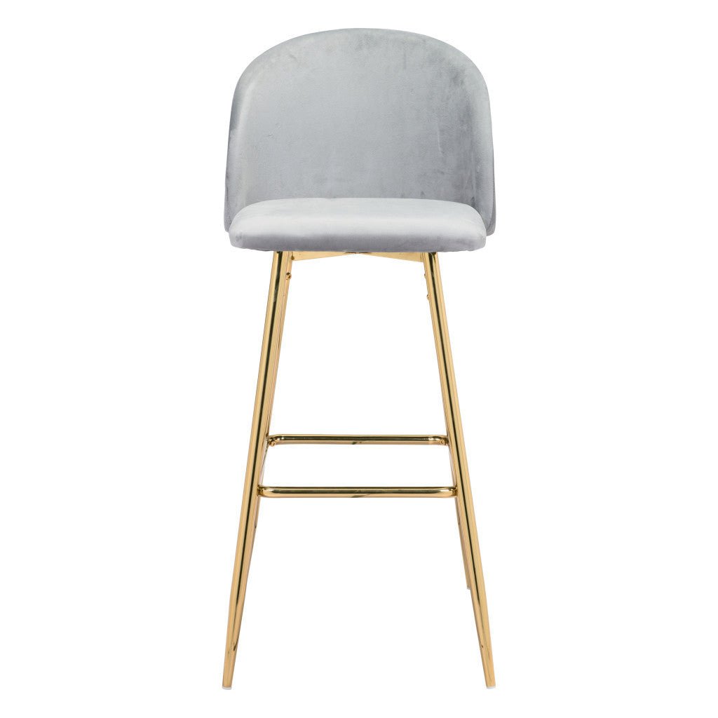 30" Gray And Gold Steel Low Back Bar Height Bar Chair Image 4