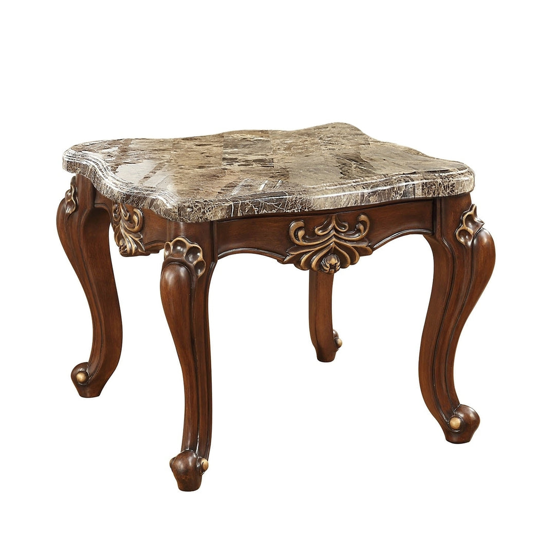 30" X 30" X 24" Marble Walnut Wood End Table Image 1