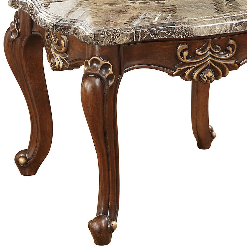 30" X 30" X 24" Marble Walnut Wood End Table Image 5