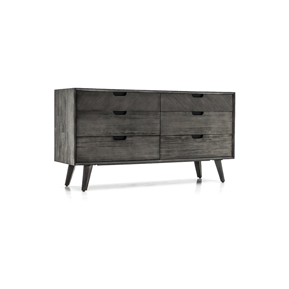 61" Gray Solid Wood Six Drawer Double Dresser Image 2