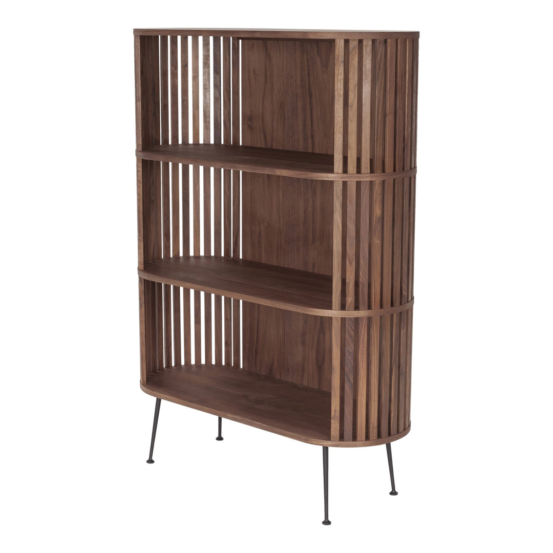 57" Natural and Brown Wood Three Tier Bookcase Image 2