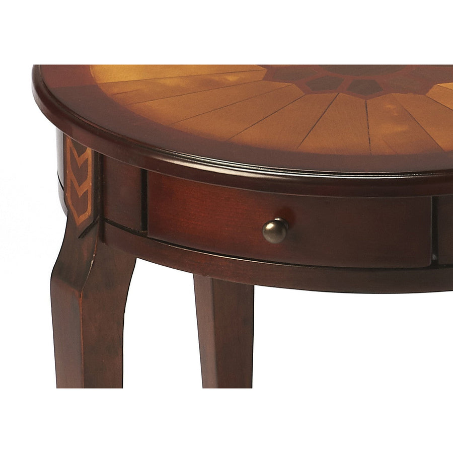 Cherry With Maple Inlay Round Accent Table Image 1