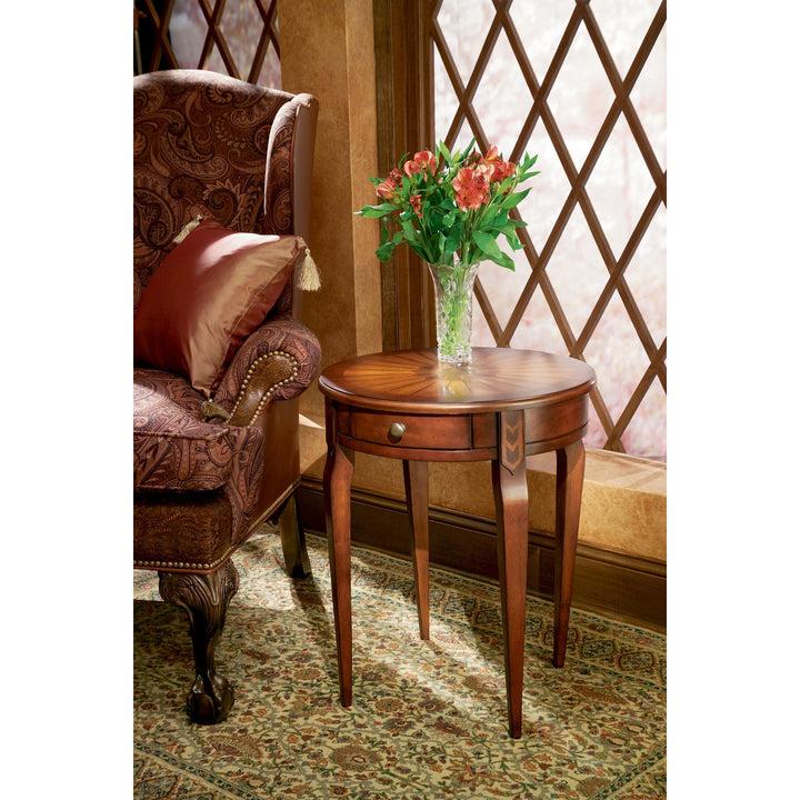 Cherry With Maple Inlay Round Accent Table Image 4