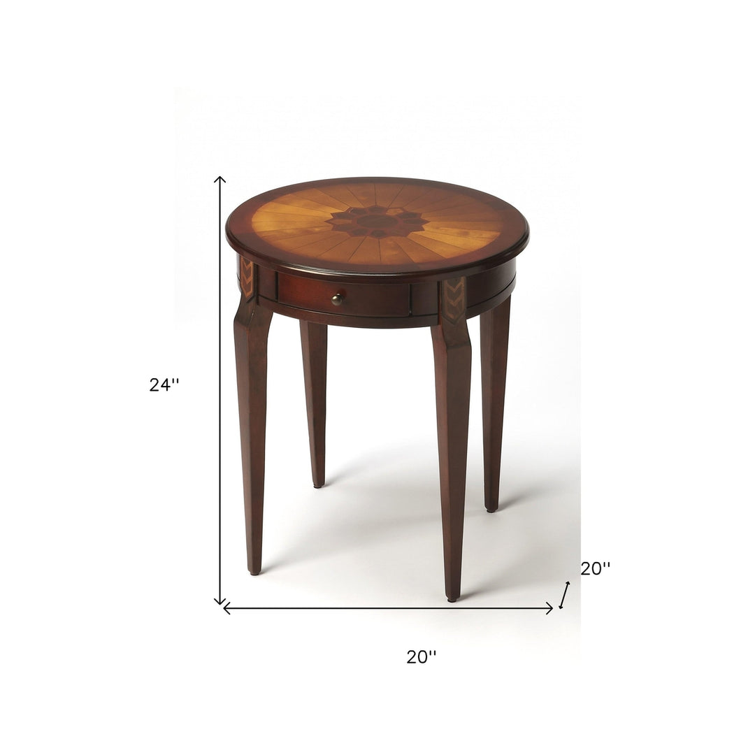 Cherry With Maple Inlay Round Accent Table Image 5