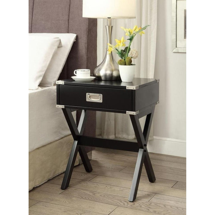 Modern Red X Shape Wooden Storage End Table Image 5