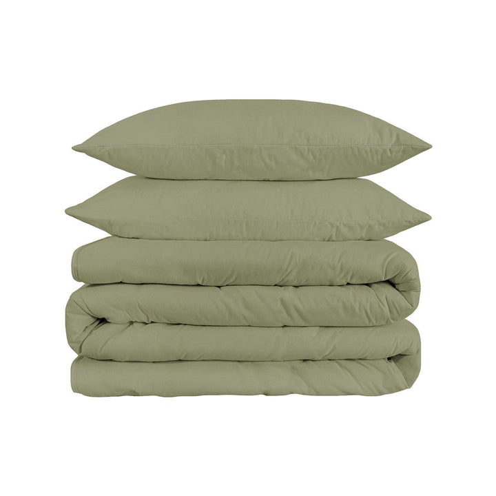 Sage Queen Cotton Blend 1500 Thread Count Washable Duvet Cover Set Image 1