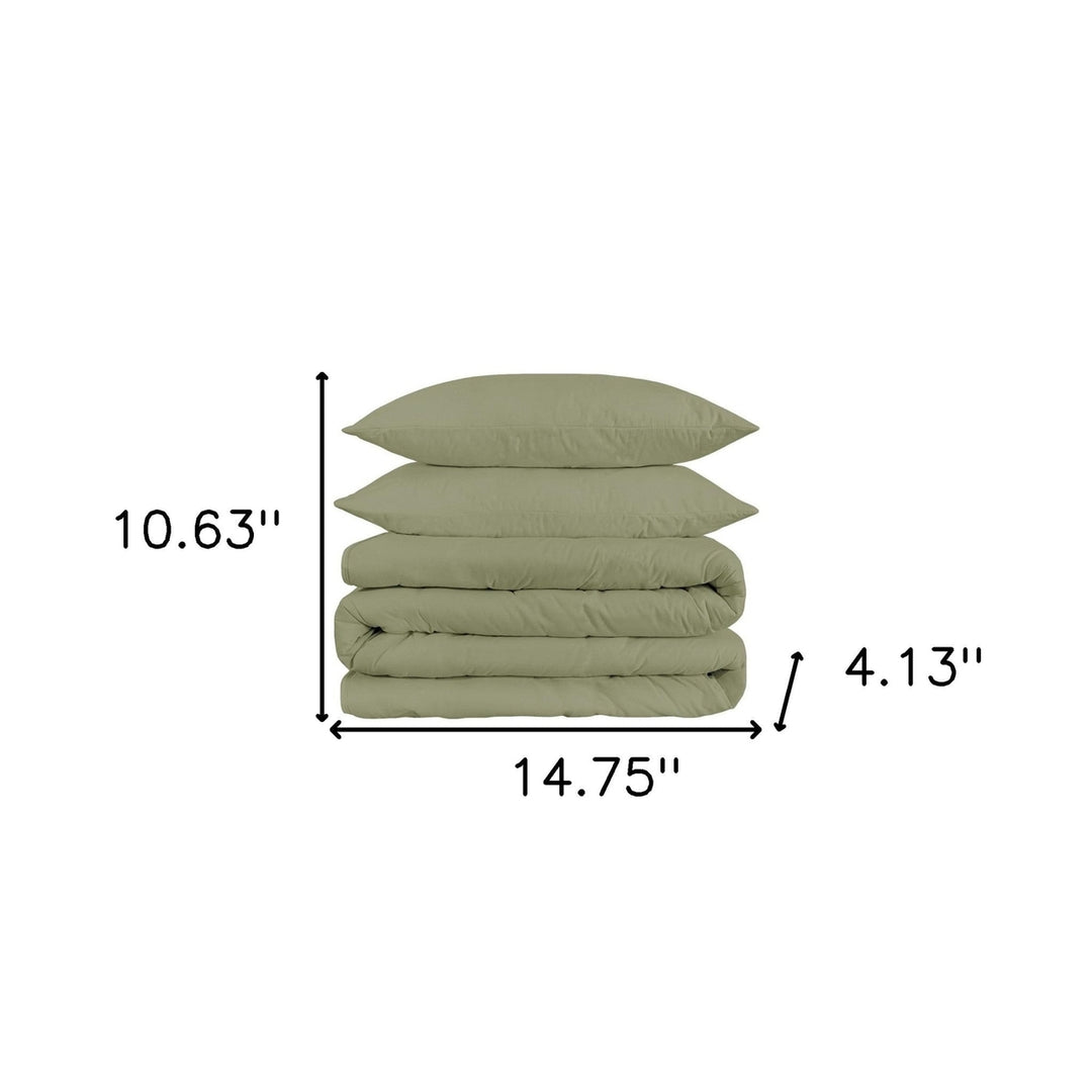 Sage Queen Cotton Blend 1500 Thread Count Washable Duvet Cover Set Image 5