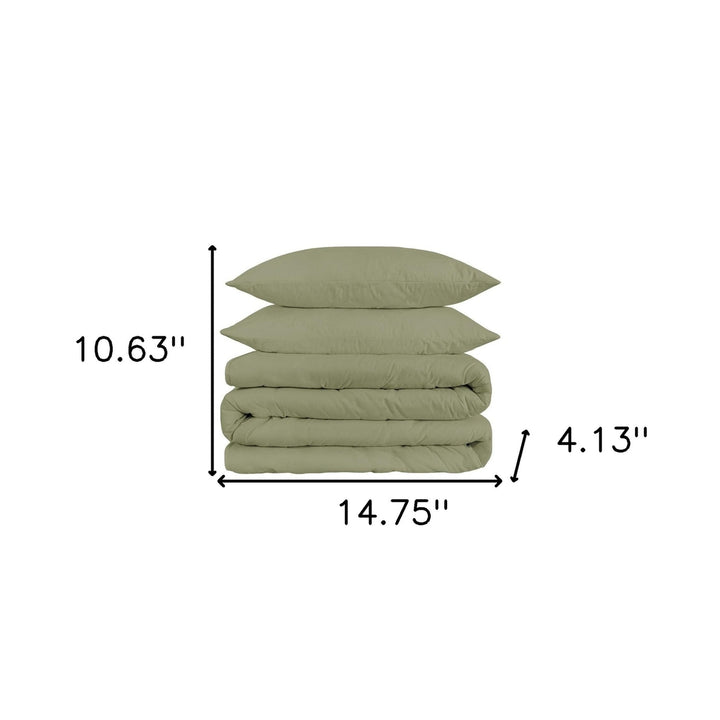 Sage Queen Cotton Blend 1500 Thread Count Washable Duvet Cover Set Image 5