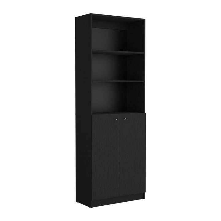 Set of Two 71" Black Bookcase With Two Doors Image 3