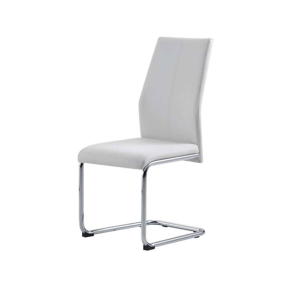 Set Of 4 Modern White Dining Chairs With Chrome Metal Base Image 2