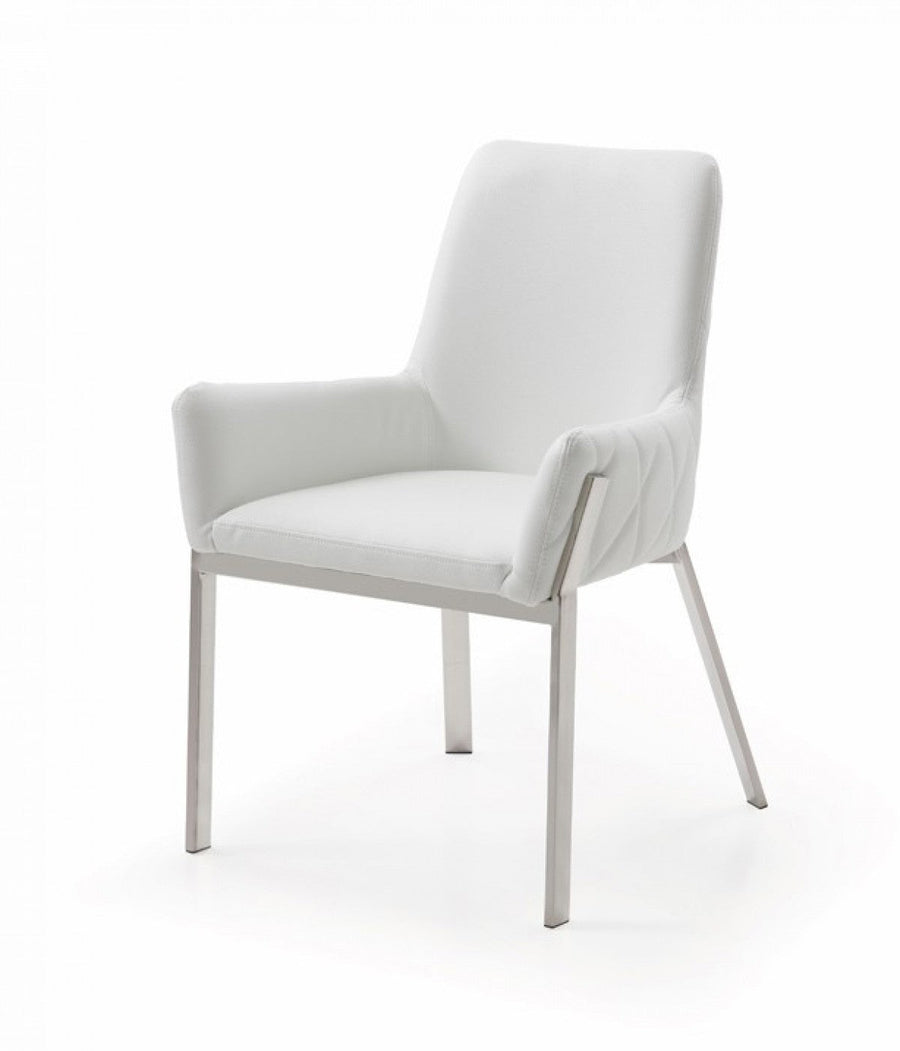 White Faux Leather Dining Chair Image 1