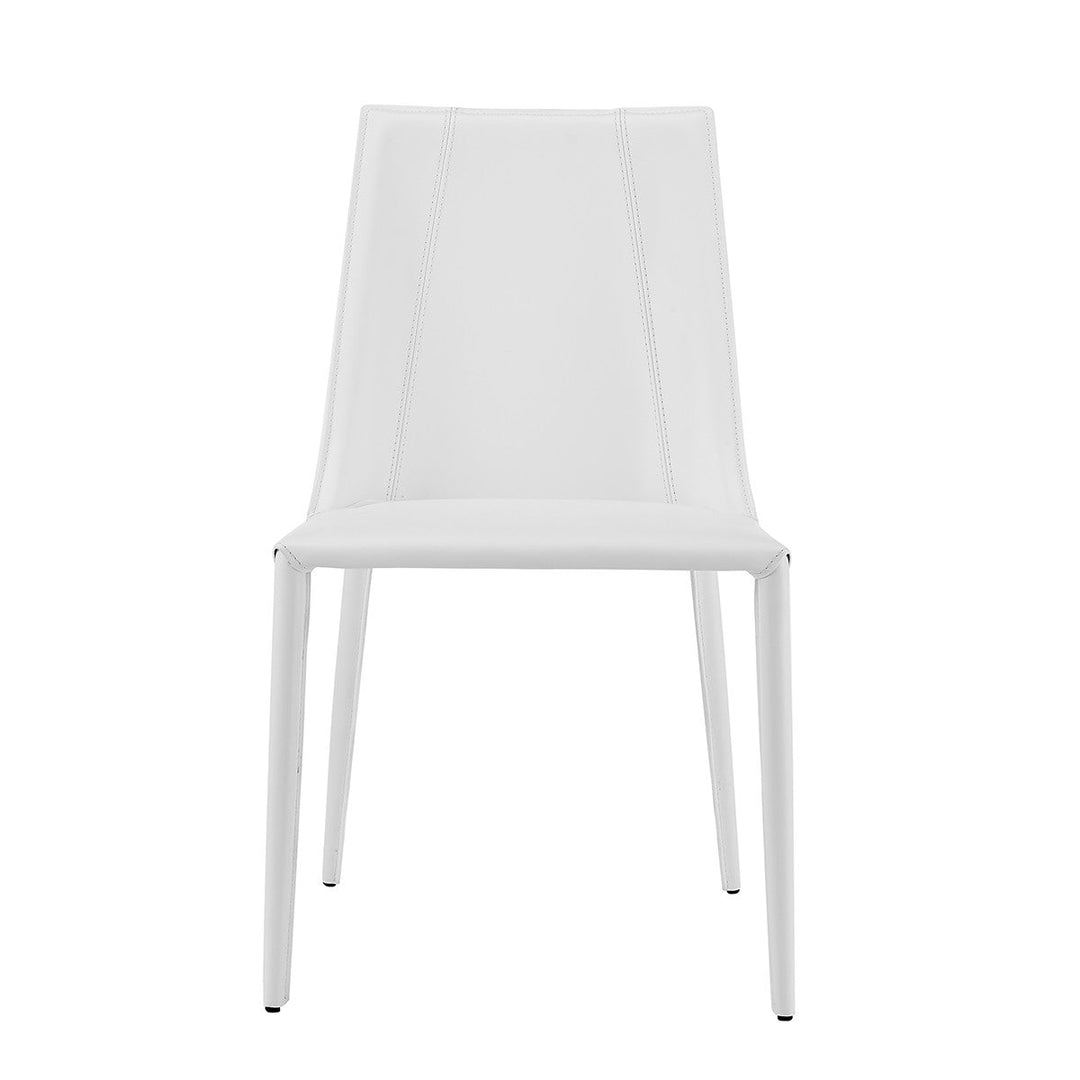 Sleek All White Faux Leather Dining or Side Chair Image 1