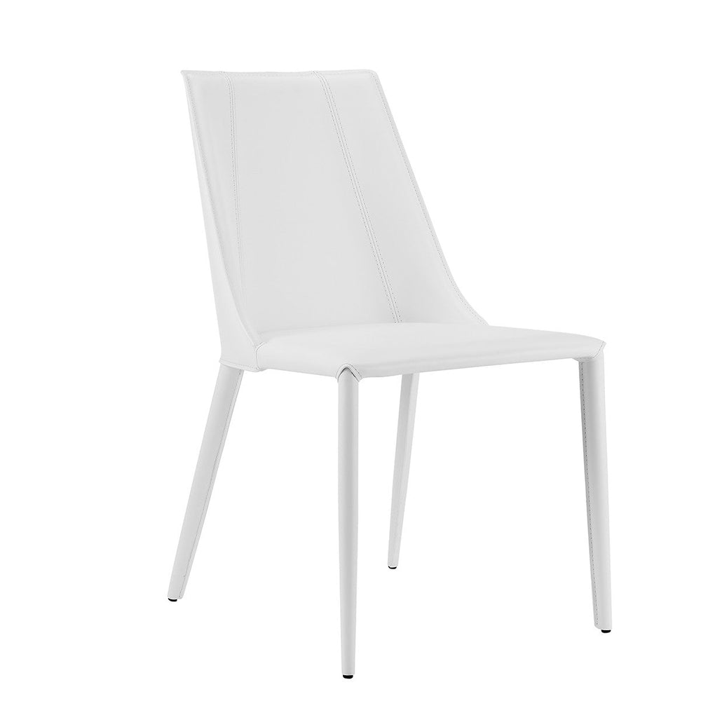 Sleek All White Faux Leather Dining or Side Chair Image 2