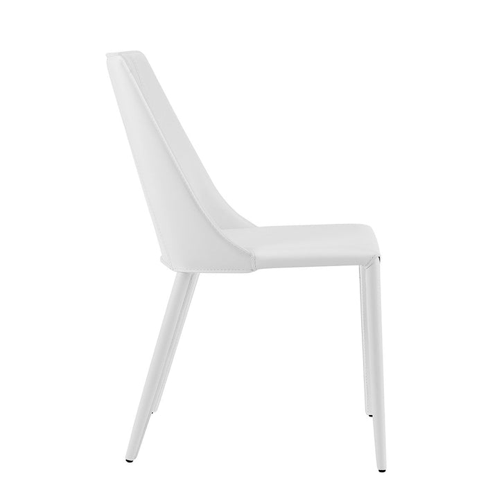 Sleek All White Faux Leather Dining or Side Chair Image 3