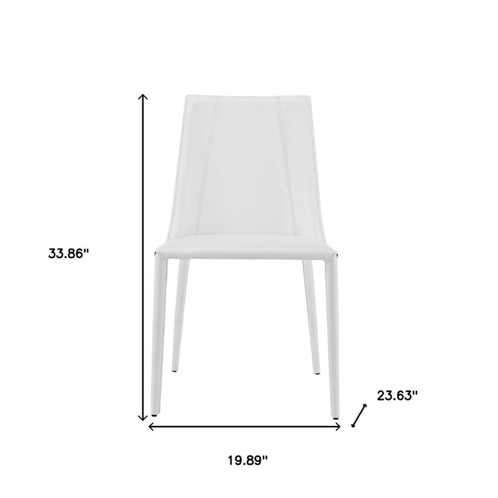 Sleek All White Faux Leather Dining or Side Chair Image 6