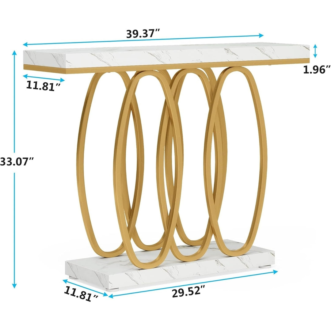 Tribesigns Modern Entryway table, Luxury Faux Marble Accent Table with Gold Legs for Entrance, Living Room Image 6