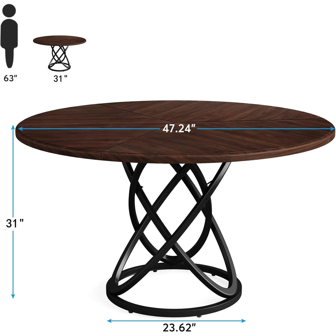 Tribesigns 47 Inch Dinner Table Circle Kitchen Table with Metal Base, Wood Dining Room Table for Kitchen, Restaurant Image 6