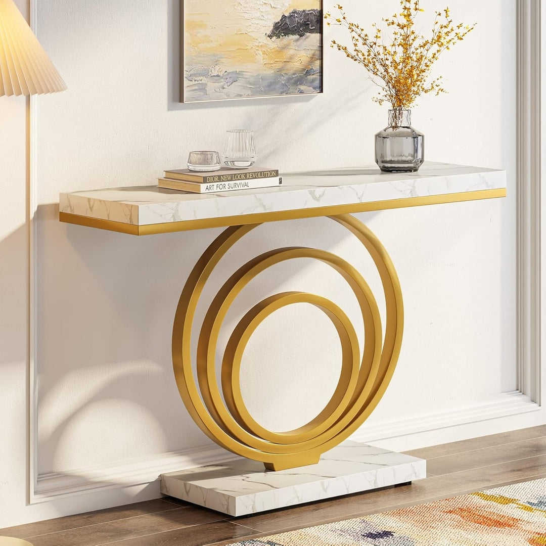 Tribesigns 41-Inch Gold Entryway Table, Modern Console Table, Contemporary Accent Table for Living Room, Hallway, Image 1