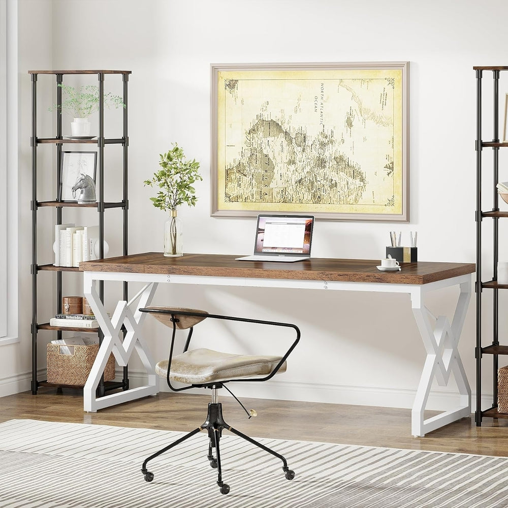 Tribesigns 63 Inch Executive Desk Modern Wood Metal Frame Home Office Study Image 2