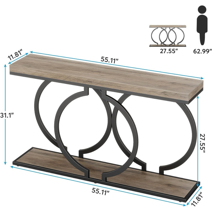 Tribesigns Industrial Console Table 55 Inch Wood Entryway Accent Table Black Metal Image 6