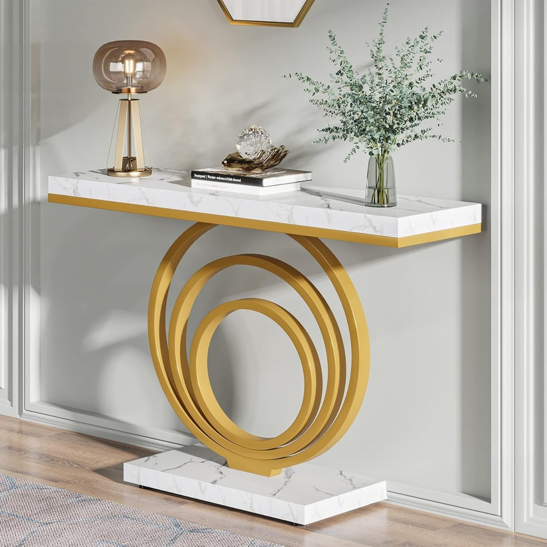 Tribesigns 41-Inch Gold Entryway Table, Modern Console Table, Contemporary Accent Table for Living Room, Hallway, Image 4