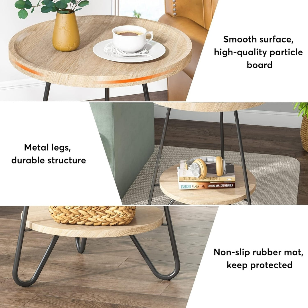 Tribesigns Round Side Table 20in 2-Tier Metal Legs Modern Industrial Accent Table Image 5