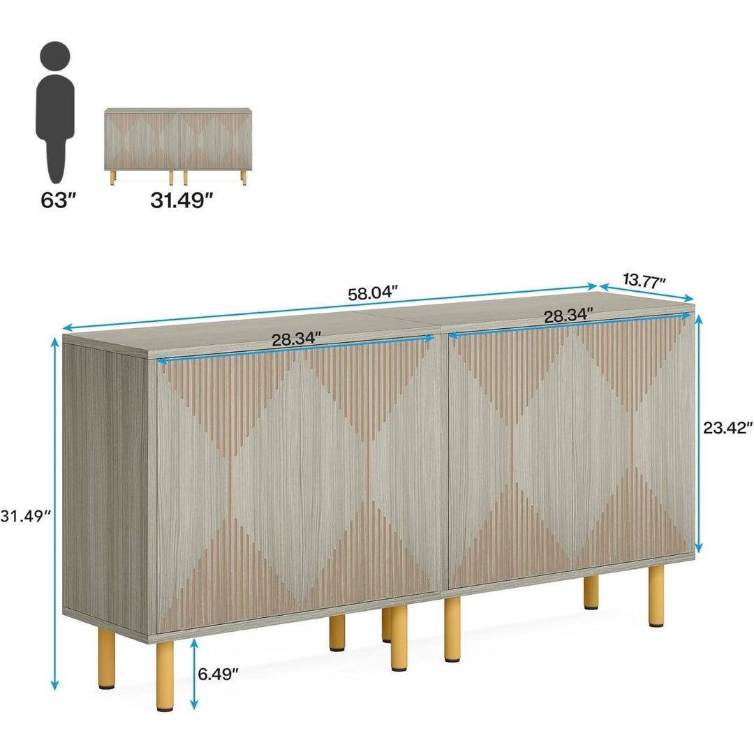 Tribesigns Storage Cabinet Set 59in Freestanding Wood Buffet Sideboard White Image 6