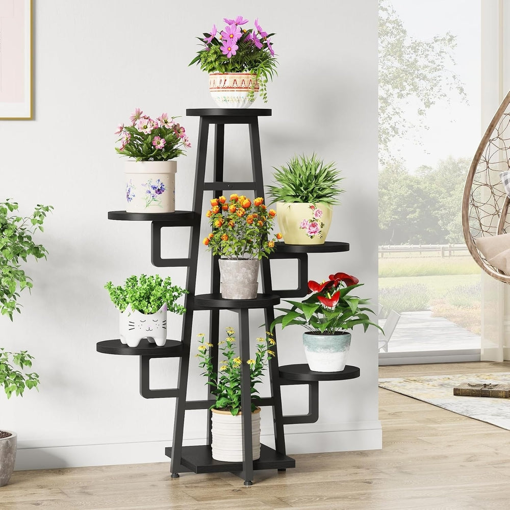 Tribesigns 7 Tier Tall Plant Stand Indoor Wood Metal Corner Shelf Multicolor Image 2