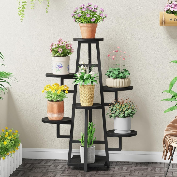 Tribesigns 7 Tier Tall Plant Stand Indoor Wood Metal Corner Shelf Multicolor Image 3