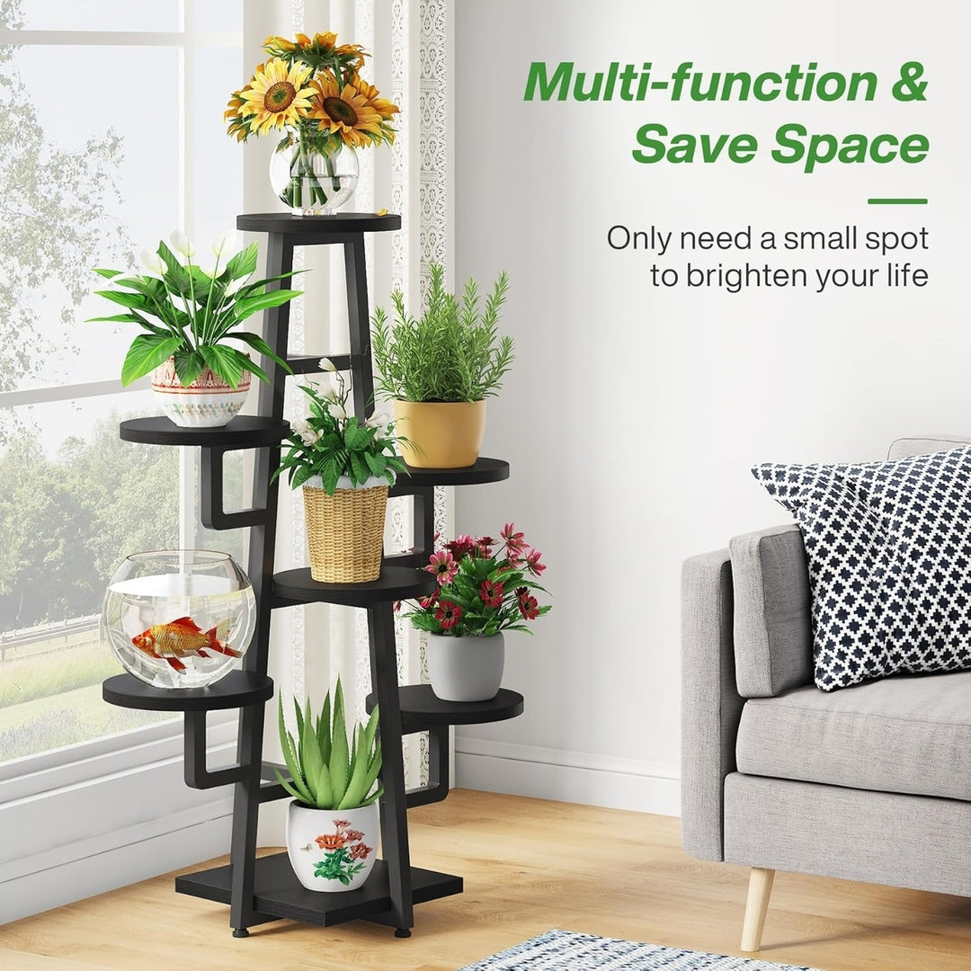 Tribesigns 7 Tier Tall Plant Stand Indoor Wood Metal Corner Shelf Multicolor Image 4