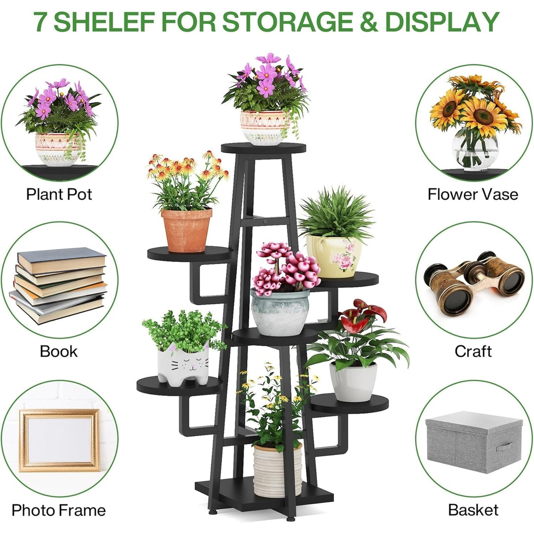 Tribesigns 7 Tier Tall Plant Stand Indoor Wood Metal Corner Shelf Multicolor Image 5